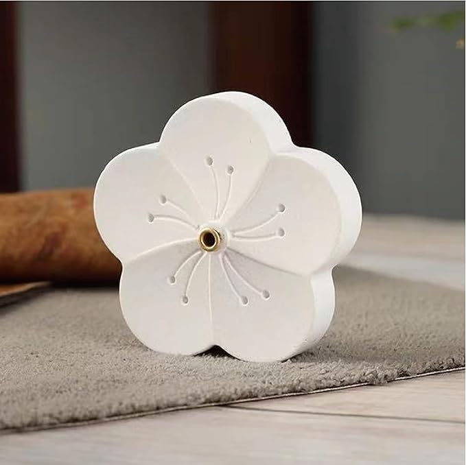 Incense Holder for Sticks with 0.3cm Holes - Cherry Blossom Design Portable Ash Catcher & Burner for Desk, Office, Tea Room, The “Four Seasons Floral” Series