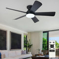 Ceiling Fans with Lights and Remote: 42 Inch Ceiling Fan with Light Low Profile - Flush Mount Ceiling Fan 5 Blades Reversible 3CCT Dimmable Noiseless for Bedroom (Black)