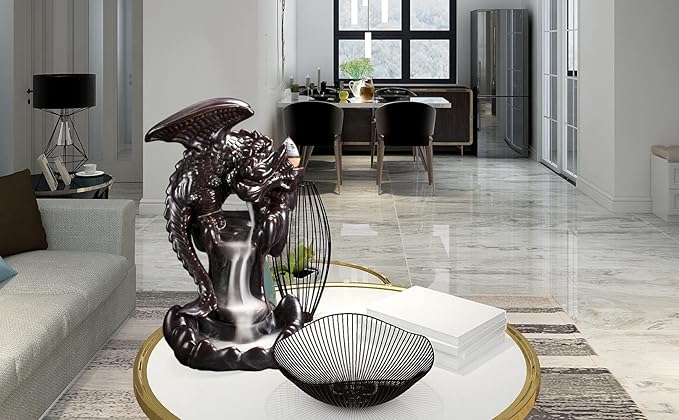 Dragon Backflow Incense Burner, Waterfall Incense Holder Ornamen Statue Fountain Home Decor