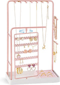ProCase Jewelry Stand Holder Organizer and Storage, Rosegold (No-Assembly) | Rotating Earring Bracelet Holder Storage, Hanging Jewelry Display Velvet Ring Tray, Teen Girls Birthday Gifts Room Dorm Decor