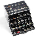 YUFONG Earring Storage Box Organizer, Acrylic Jewelry Storage Box Holder 5 Drawers Transparent Jewelry Display Stand with 120 Small Compartments Gift Boxes for Women Girls (Black)