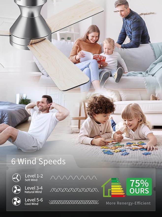 LANMEL Ceiling Fan with Light, Modern Flush Mount Low Profile with Remote Control, Reversible, 3CCT Dimmable, Quiet,LED for Bedroom, Living Room, Indoor/Outdoor Patio Use 42 Inch Silver