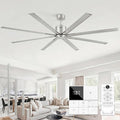 96 Inch 8 ft HVLS Industrial Ceiling Fan no Lights, Big Air High CFM Giant Large Metal Commercial Ceiling Fan, BLDC Motor 8 Blades Heavy Duty Silver Outdoor Fan for Garage Shop Barn Brushed Nickel