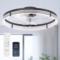 addlon Ceiling Fans with Lights and Remote, 24'' Low Profile Ceiling Fans, 3000-6000K Dimmable Modern Flush Mount LED Fan Light, Fandelier Ceiling Fan for Bedroom, Kitchen, Living Room, Black