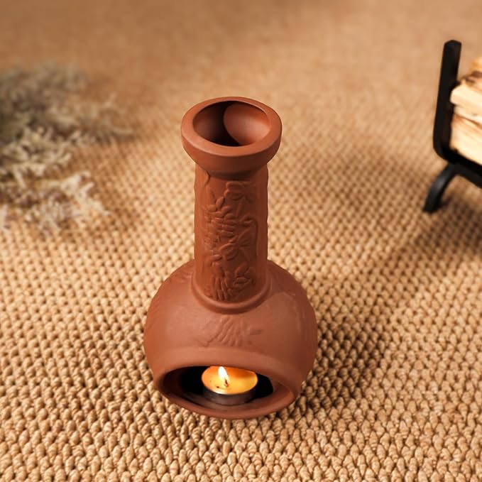 MOUGIGI Handmade Terracotta Palo Santo Holder & Mini Chiminea Incense Dish-Elegant Cone Burner for Palo Santo Sticks & Sage-Ideal for Energy Cleansing, Yoga, Meditation,Zen,Altar Decor & Aromatherapy