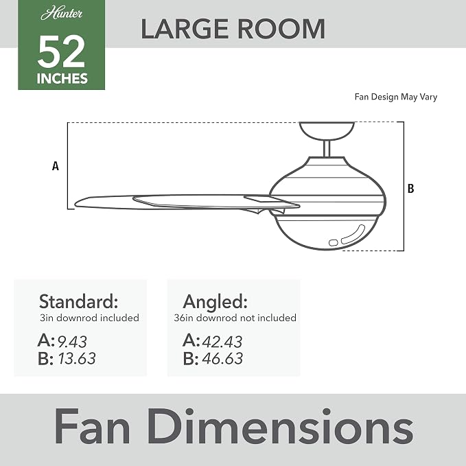 Hunter Dempsey, Outdoor or Indoor, Ceiling Fan, 52 inch, Matte Black