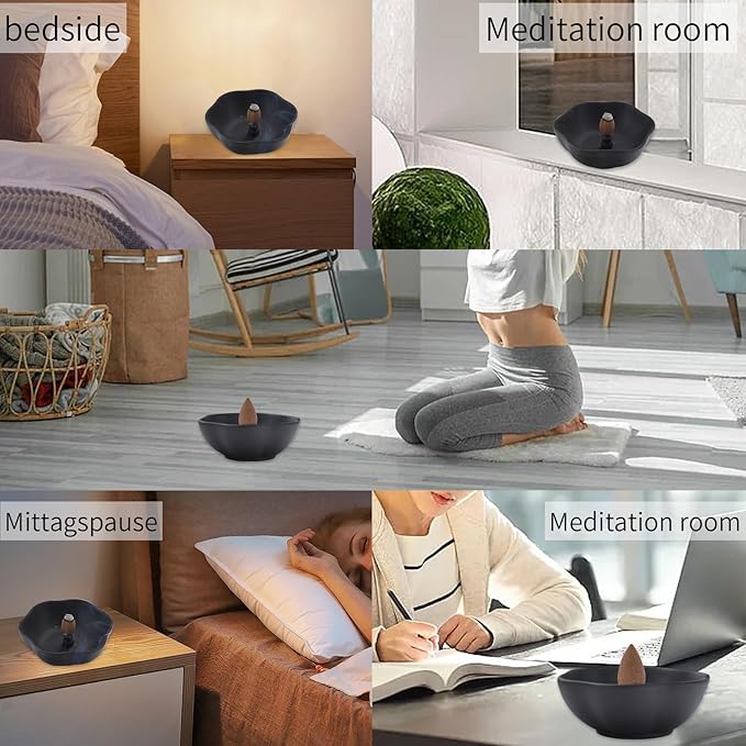 Ceramic Stick Incense Holder and Burner for Sticks and Coil Incense or Sage Incense Cones,Insence Stick Holder for Yoga Spa and Meditation,Incense Tray with Incense Stick Holder