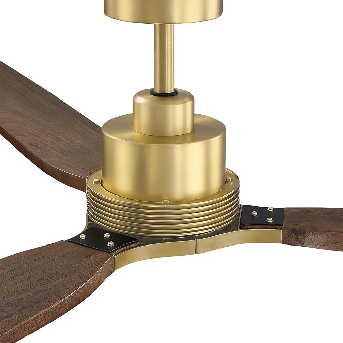 84 Inch Wood Ceiling Fan with Lights, Gold Ceiling Fan with Remote Control, Farmhouse Large Ceiling Fan for Living Room Dining Room Commercial, Quiet DC Motor Dimmable LED Reversible