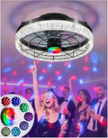 Disco Ceiling Fans with Lights,7 Color Disco Ball Modes, Flush Mount Low Profile Ceiling Fan with Light and Remote Control Dimmable 3 Color Reversible Motor 6 Speeds for Bedroom Living Room Party