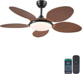 48" Brown Tropical Palm Leaf Ceiling Fans with LED Lights and Remote & APP | Supports Remote and APP, 6 Wind Speeds, Reversible, Dimmable 3CCT LED, 35W Quiet DC Motor,Suits for Bedroom Kitchen
