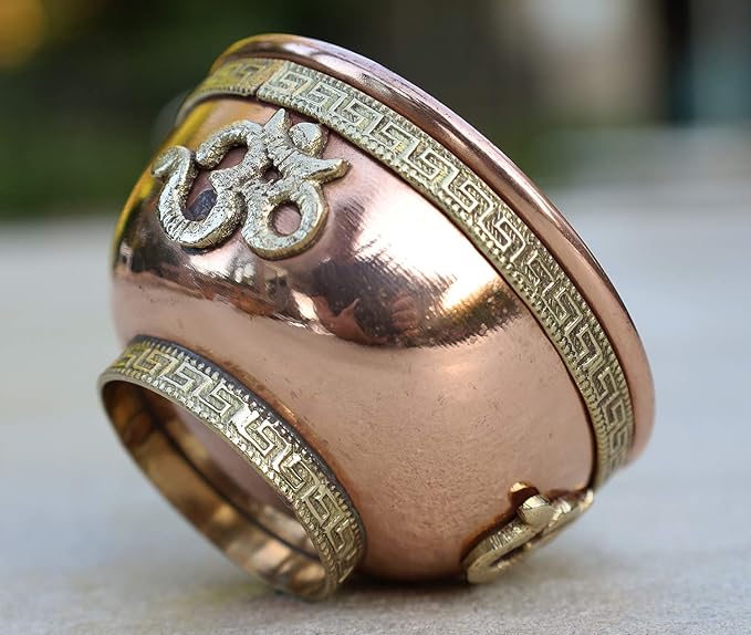DharrmaObjects Copper Offering Bowl Incense Burner Holder (3 Inches, Om)