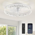 ZMISHIBO 19.7" Ceiling Fans with Lights, Low Profile Ceiling Fan and Remote, Flush Mount Ceiling Fans, Stepless Dimmable LED Light, White Fixtures for Bedroom, Living Room