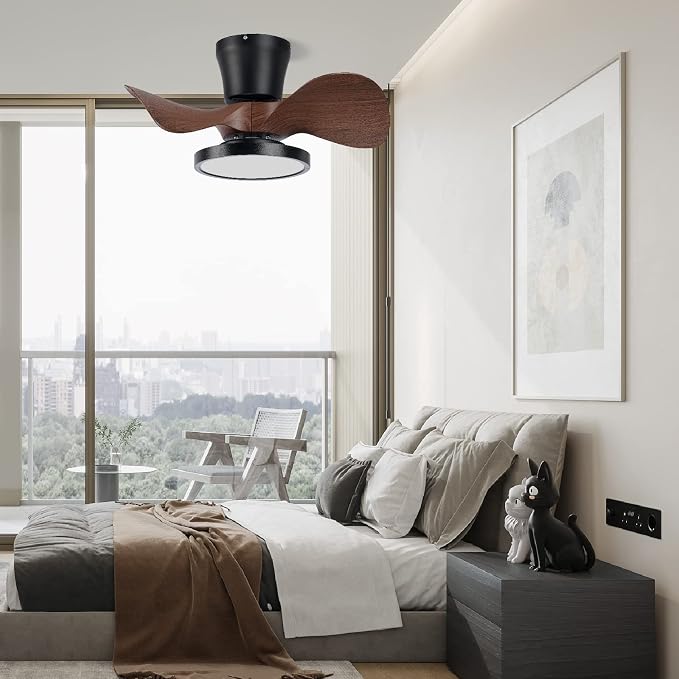 ocioc Quiet Ceiling Fan with LED Light 22 inch Large Air Volume Remote Control for Kitchen Bedroom Dining Room Patio