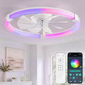 LEDIARY Ceiling Fan with Light,23inch Low Profile Fandelier with Remote RGB | RGB,6 Speeds, Reversible DC Motor, Dimmable Flush Mount Fan Light, Modern fans for Bedroom