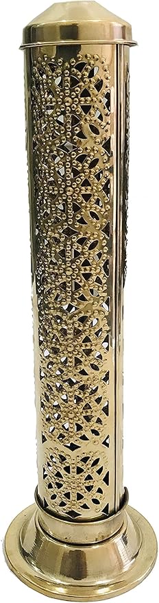 Brass Incense Holder Diwali Pooja Burner Holder Agarbatti Stand Navratri Puja Aarti Ash Catcher for Home,Inddor,Temple Pooja Tower Stand for Positive Energy Size- Height- 10.5 inch