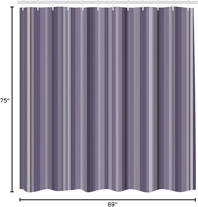 Ambesonne Stripes Shower Curtain, Abstract Ocean Inspired Palette Lines Geometrical Image Illustration, Cloth Fabric Bathroom Decor Set with Hooks, 75" Long, Mauve Lilac