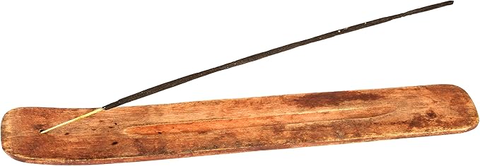 Incense Garden Wooden Incense Holder for Sticks with Inlays of Brass Plain 10 inches Long