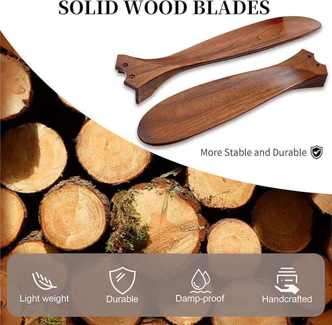 Obabala 52 Inch Ceiling Fan No Light, Wood Indoor Outdoor Ceiling Fans Without Lights, Modern Propeller Exterior 3 Blade Wooden Fan for Patios Bedroom Living Room Porch(Walnut)