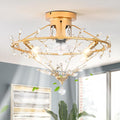 Ganeed 23.6 Inch Gold Crystal Fandelier Ceiling Fan with Light, Chandelier Ceiling Fan with Lights Remote Control, Modern Crystal Fandelier 6 Speeds for Girl's Bedroom Nursery Living Room Kitchen