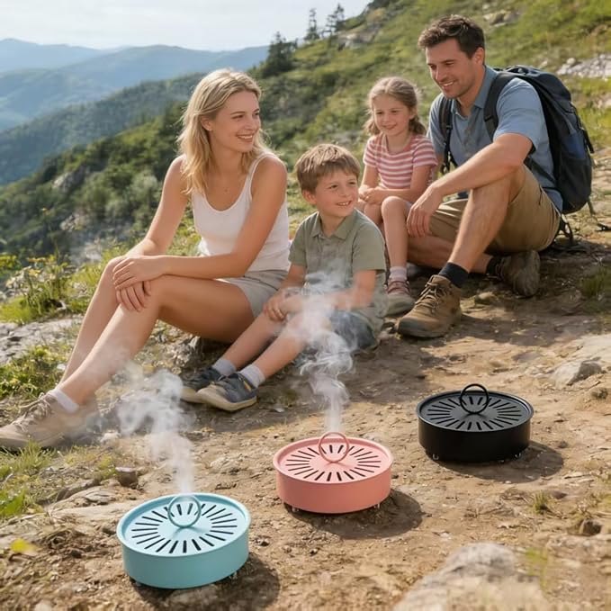 Mosquito Coil Holder with Anti-Scald Design, Stainless Steel, Pink/Black/Blue, for Home and Camping (Blue)