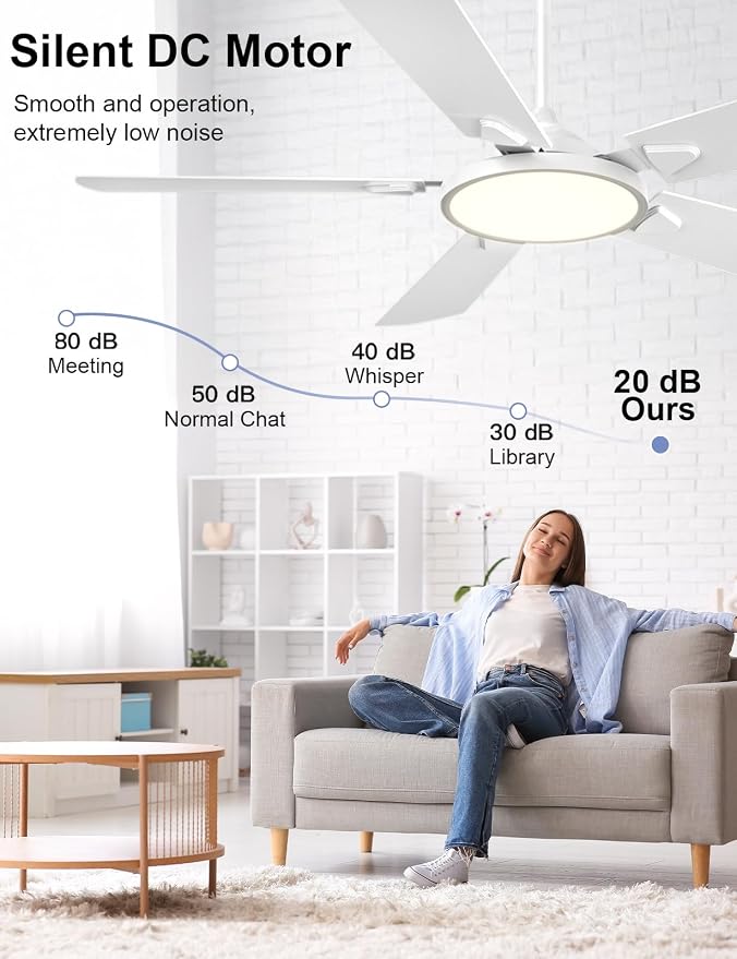 OJX Ceiling Fans with Lights, 52 inch Ceiling fan with Light and Remote/APP Control, 3CCT, Quiet DC Reversible, Dimmable, Modern Black Ceiling Fa for Bedroom, Living Room, Kitchen, Indoor/Outdoor Use