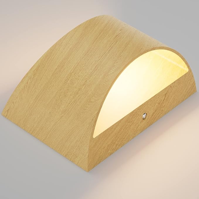 Aipsun Aluminum Modern LED Wall Sconce Hardwired Interior Wall Lights Set of 2 Wood Texture Up and Down Wall Mount Light for Living Room Bedroom Hallway Corridor Warm White 3000K(with G9 Bulbs)