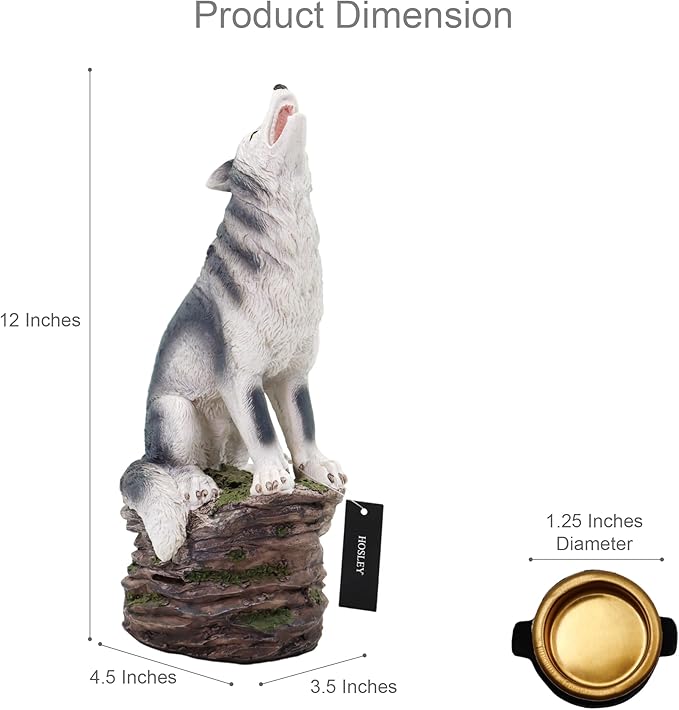 Hosley Incense Burner, Cone Incense Holder, Resin Wolf Décor 12 Inch Height, Aromatic Ambiance, Ideal for Home Décor, Office, Living Room, Spa, Meditation Space, Unique Gift for Wild Lovers