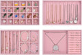 ProCase Stackable Jewelry Organizer Trays for Drawers, Jewelry Drawer Inserts Container Display Case Storage for Earring Necklace Rings Bracelet with Removable Dividers -Dustypink, 4 Layers