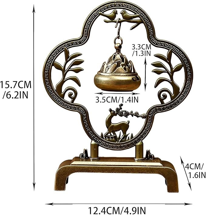 Deer Incense Holder,Mini Hanging Thurible Incense Burner Rack,Incense Holder for Sticks,Insence-Stick Holder,Bronze Colored,1 Piece