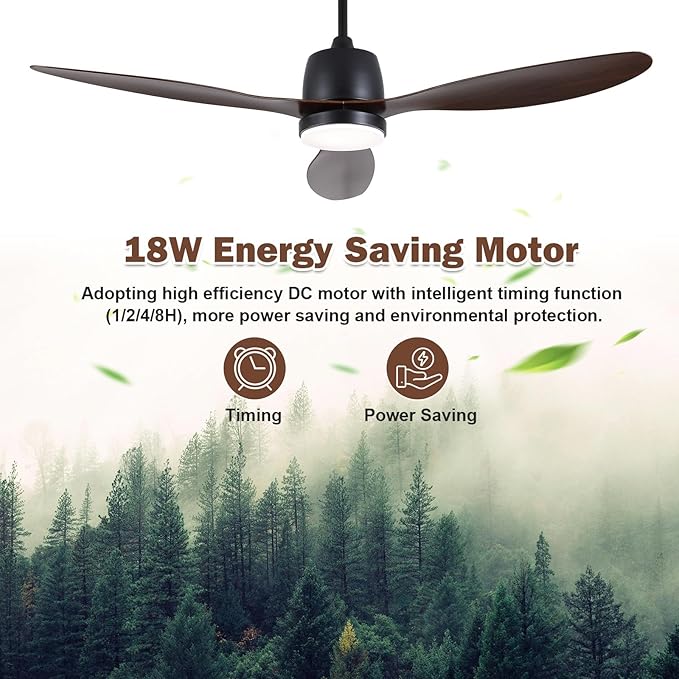 52" Outdoor Ceiling-Fan with Light: Plug-in Waterproof Hanging Fans, App/Remote Control, Reversible 6-Speed Quiet DC Motor, 3CCT, for Patio Porch Pergola