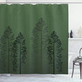 Ambesonne Country Shower Curtain, Pine Trees in The Forest on Foggy Seem Ombre Backdrop Wildlife Adventure Artwork, Cloth Fabric Bathroom Decor Set with Hooks, 69" W x 84" L, Forest Green