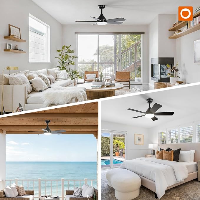 addlon Ceiling Fans with Lights, 42 inch Black Ceiling Fan with Light and Remote Control, Reversible, 3CCT, Dimmable, Noiseless, Small Ceiling Fan for Bedroom, Farmhouse, Indoor/Outdoor Use