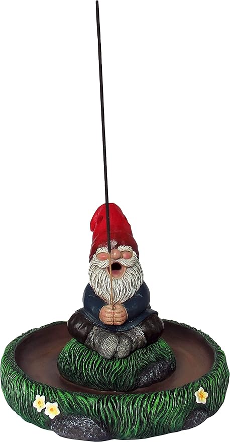 World of Wonders Ol' Smokey Gnaughty Gnomes Series Garden Gnome Incense Holder | Meditation Gifts for your Home Office | Home Fragrance Products and Aroma Therapy - 7.5"