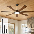 60 inch Smart Wood Ceiling Fan with Light, Remote/Alexa/App Control, Farmhouse Rustic Style, 7 Solid Walnut Blades, Indoor Outdoor High CFM Quiet DC Motor, Damp Rated for Covered Patio, Living Room