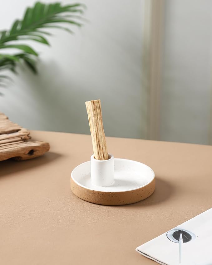 Palo Santo Holder, Ceramic Incense Holder for Palo Santo Sticks, Scent Wood Stand and Ash Catcher, Simple, Sturdy and Well Made Incense Burner, Modern Terracotta