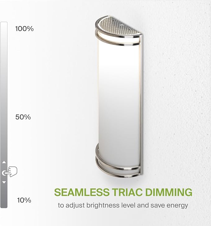 ASD Indoor LED Wall Sconce Lights - 18 Inch 25W Brushed Nickel Modern LED Wall Sconces Hardwired - ETL Dimmable 3000K 4000K 5000K Adjustable Sconce Light Fixture for Bedroom, Hallway, 2 Pack