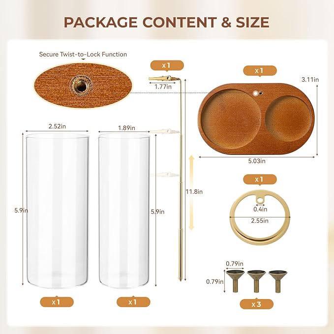 3 in 1 Incense Holder for Sticks Upside Down Anti-Ash Incense Burner with Glass Ash Catcher Backflow Cone Incense Diffuser with Adjustable Threaded Mounting for Mediation Yoga Spa Gifts Home Decor