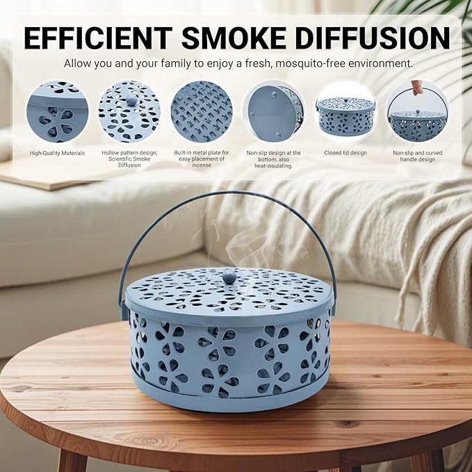 Mosquito Coil Holder, Portable Mosquito Coil Burner, Suitable for Indoor and Outdoor Camping (Sky Blue)