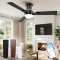42 Inch Ceiling Fans with Lights, Fast Install Ceiling fan with Light and Remote/APP Control, 3CCT, Dimmable, Noiseless DC Reversible Motor, 3 Blades Black Ceiling Fan for Bedroom Outdoor