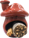 Palo Santo Holder and Sage Burner,Ceramic Mushroom Incense Cone Burner,Mini Chiminea Sage Ash Catcher, Smudge Bowl for Yoga Meditation Home Decor,Speckled Red