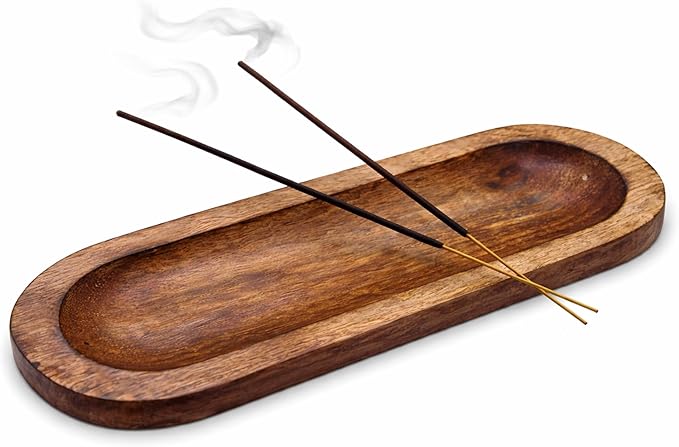 Incense Burner Or Incense Stick Holder - Incense Tray Wooden Ash Catcher - Handmade Mango Wood Incense Stand for Gifting. Modern Home Decor