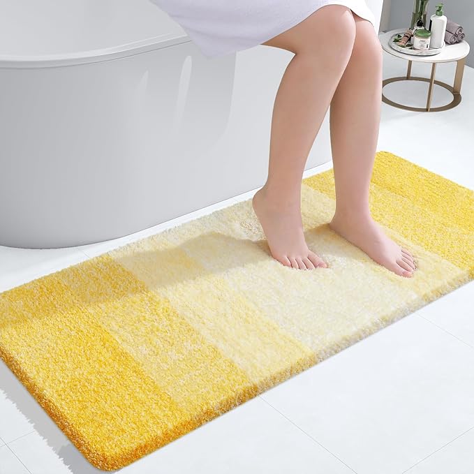 OLANLY Large Bathroom Rugs Mat 44x32, Extra Soft Absorbent Microfiber Bath Rugs, Rubber Backing, Quick Dry, Machine Washable Bath Mat for Bathroom Floor, Tub and Shower, Home Decor Accessories, Yellow