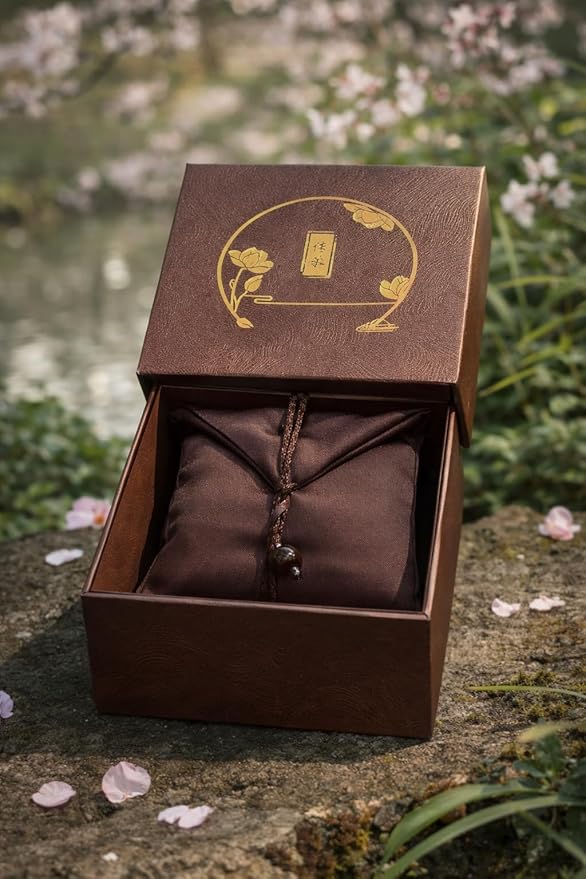 Circular Hand-Carved Rosewood & Ebony Incense Burner - Zen Meditation Bowl with Gold Tassel