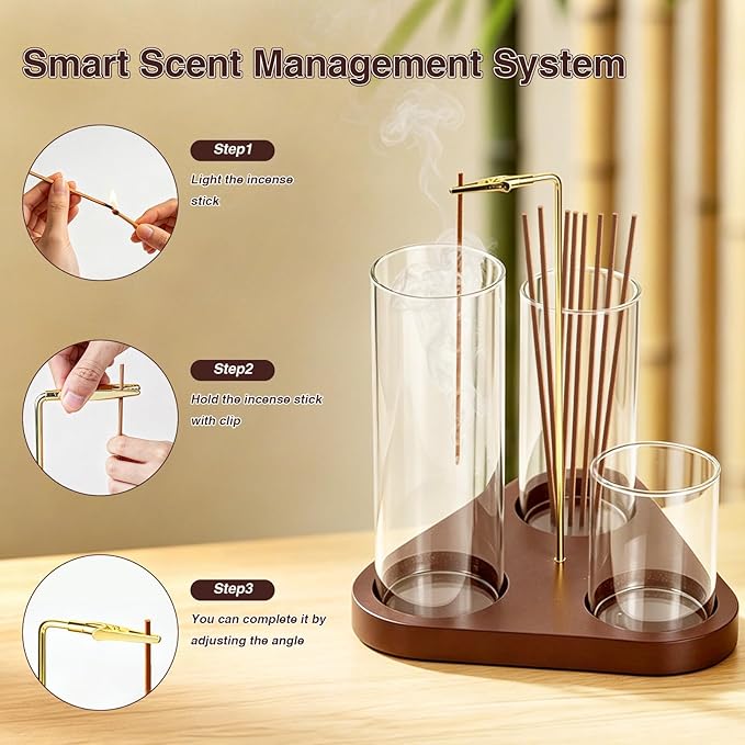 3 in 1 Incense Holder, Incense Burner, Insence-Stick Holder Mess-Free Incense Burner Holder, Ideal for Meditation, Yoga, Relaxation, and Home Decor - Anti-Ash Flying