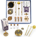 Noamus 12 Pcs Incense Burner Kit, Brass Powder Ash Making Set with Censer, Chinese Incense Art Mold Press Tool, Home Fragrance Holder in Gift Box for Relaxation, Meditation, Yoga, Aromatherapy