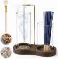2-in-1 Incense Holder with Glass Ash Catcher & Stick Storage, Wooden Incense Burner for Relaxation, Stress Relief, Mess-Free Home Use, Self-Care, Meditation, Yoga, Bedroom & Living Room (Sapele)