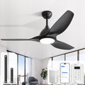 Sofucor 52 Inch Smart Ceiling Fan with Light, Modern Ceiling Fan with 3 Plastic Blade, Quiet, Dimmable, Compatible with Alexa/Google/App, 6 Speeds 7000CFM, Timer Quiet Reversible DC Motor, Black