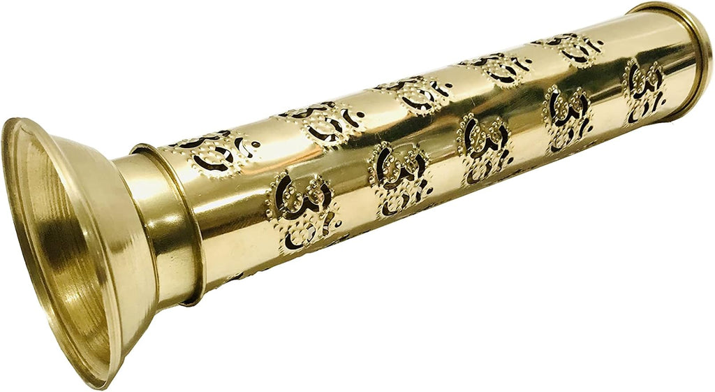 New Om Brass Incense Holder Pooja StickTower Burner Holder Navratri Navaratri Pooja Dhoop Agarbatti Stand Ash Catcher Home Decor, Accessory Tower Stand Size- Height- 10.2 inch