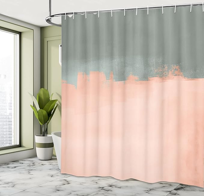 Ambesonne Abstract Shower Curtain, Grunge Street Style Painting Brush Print Ombre Design Illustration, Cloth Fabric Bathroom Decor Set with Hooks, 69" W x 84" L, Dark Sea