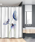 Ambesonne Watercolor Flower Stall Shower Curtain, Abstract Poppies Blossoms Simple Composition Picture, Fabric Bathroom Decor Set with Hooks, 54" W x 78" L, Blue and Green